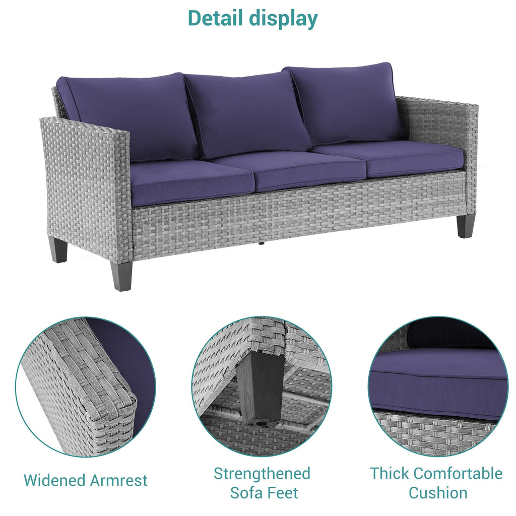 Ensemble de 6 canapés pivotants à bascule pour patio BONOSUKI en rotin gris avec table d'appoint