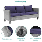 Ensemble de 6 canapés pivotants à bascule pour patio BONOSUKI en rotin gris avec table d'appoint