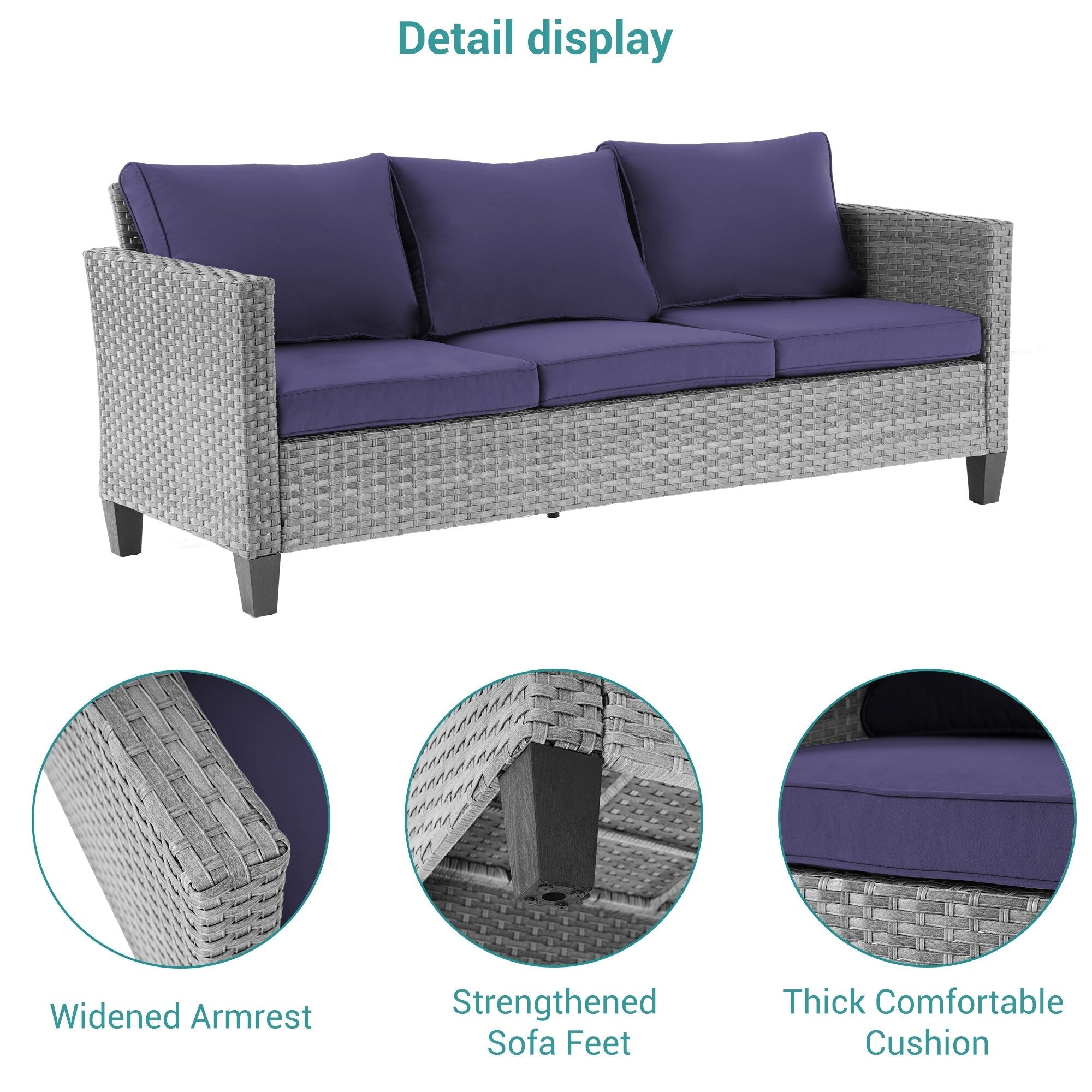 Ensemble de 6 canapés pivotants à bascule pour patio BONOSUKI en rotin gris avec table d'appoint