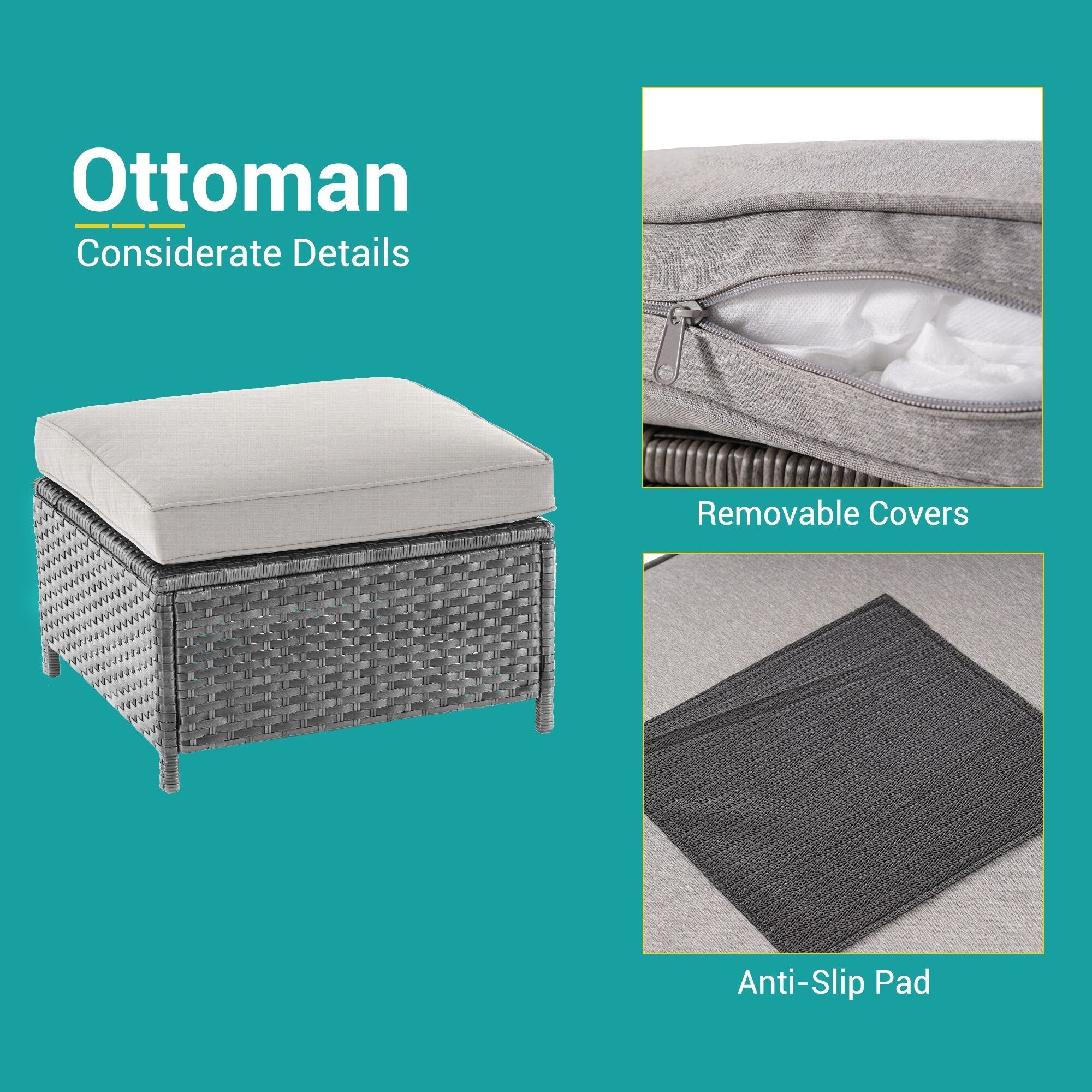 Ensemble de 6 canapés pivotants à bascule pour patio BONOSUKI en rotin gris avec table d'appoint