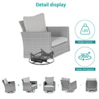 Ensemble de 6 canapés pivotants à bascule pour patio BONOSUKI en rotin gris avec table d'appoint