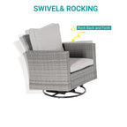 Ensemble de 6 canapés pivotants à bascule pour patio BONOSUKI en rotin gris avec table d'appoint