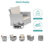 Ensemble de 6 canapés pivotants à bascule pour patio BONOSUKI en rotin gris avec table d'appoint