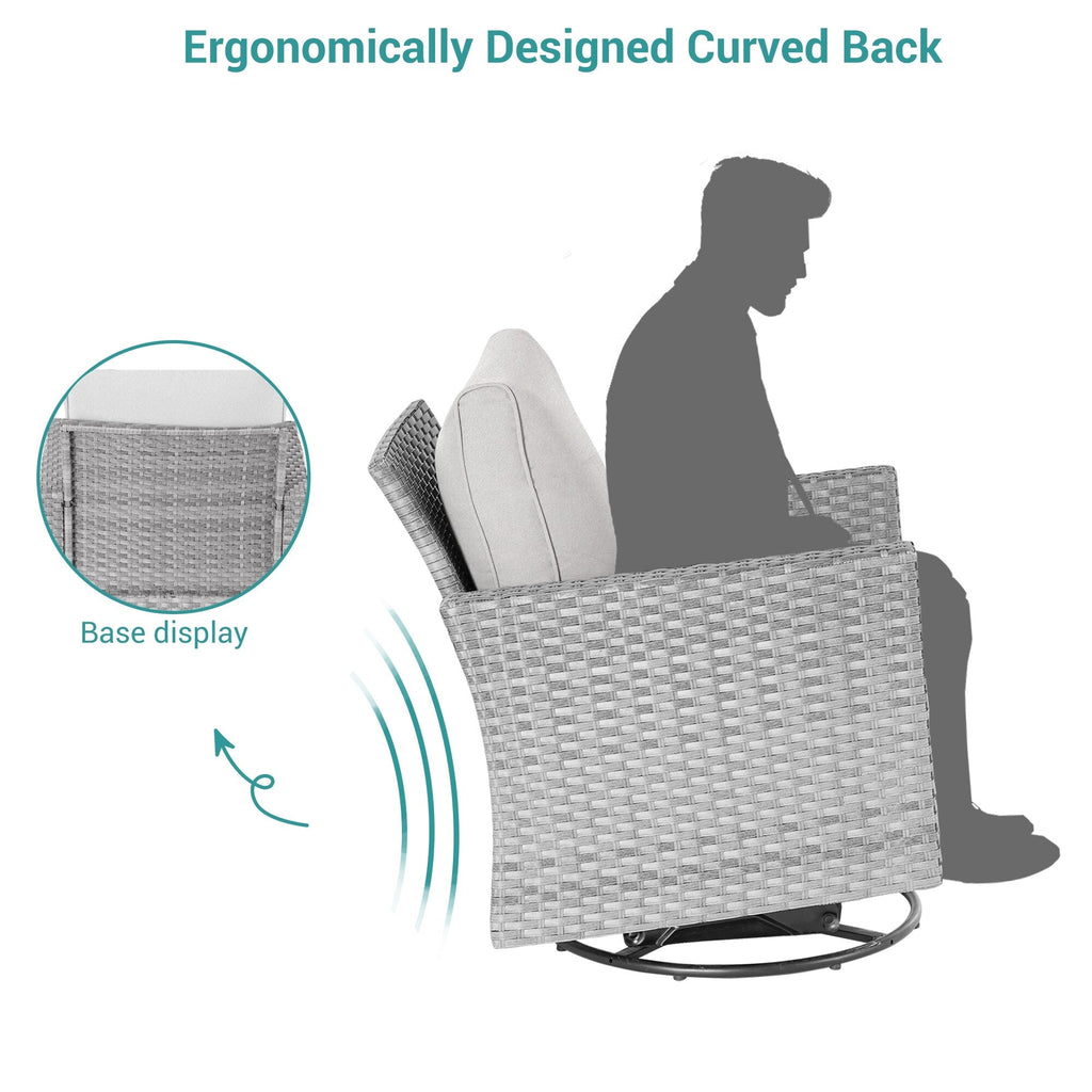 Ensemble de 6 canapés pivotants à bascule pour patio BONOSUKI en rotin gris avec table d'appoint