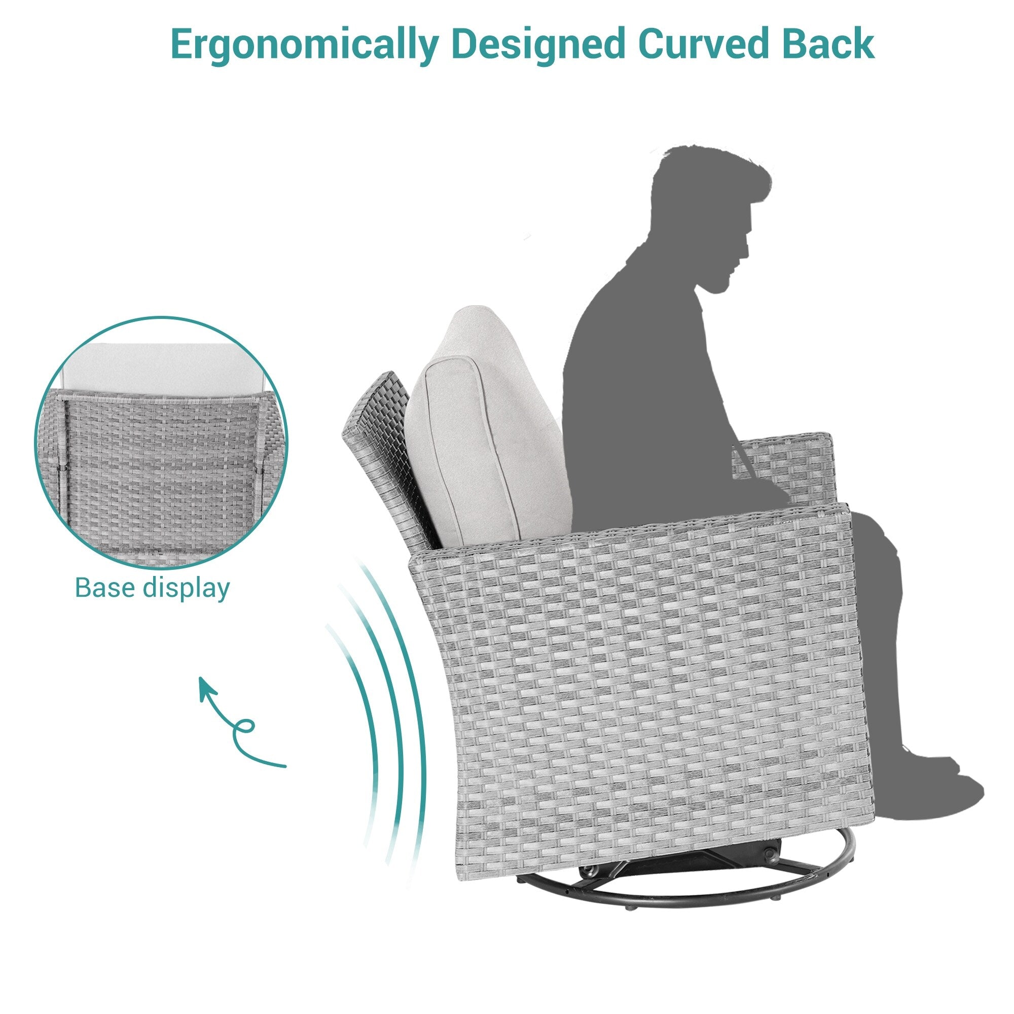 Ensemble de 6 canapés pivotants à bascule pour patio BONOSUKI en rotin gris avec table d'appoint