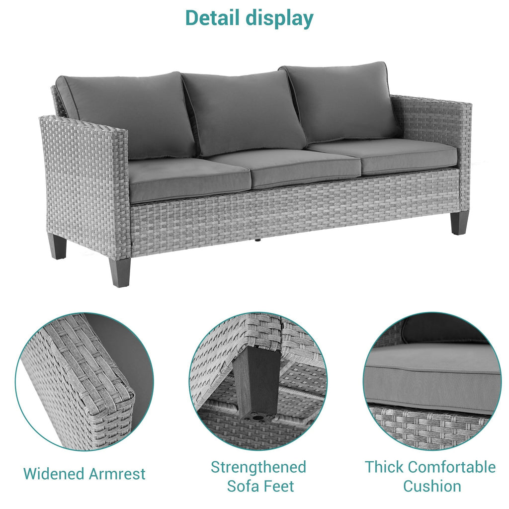 Ensemble de 6 canapés pivotants à bascule pour patio BONOSUKI en rotin gris avec table d'appoint