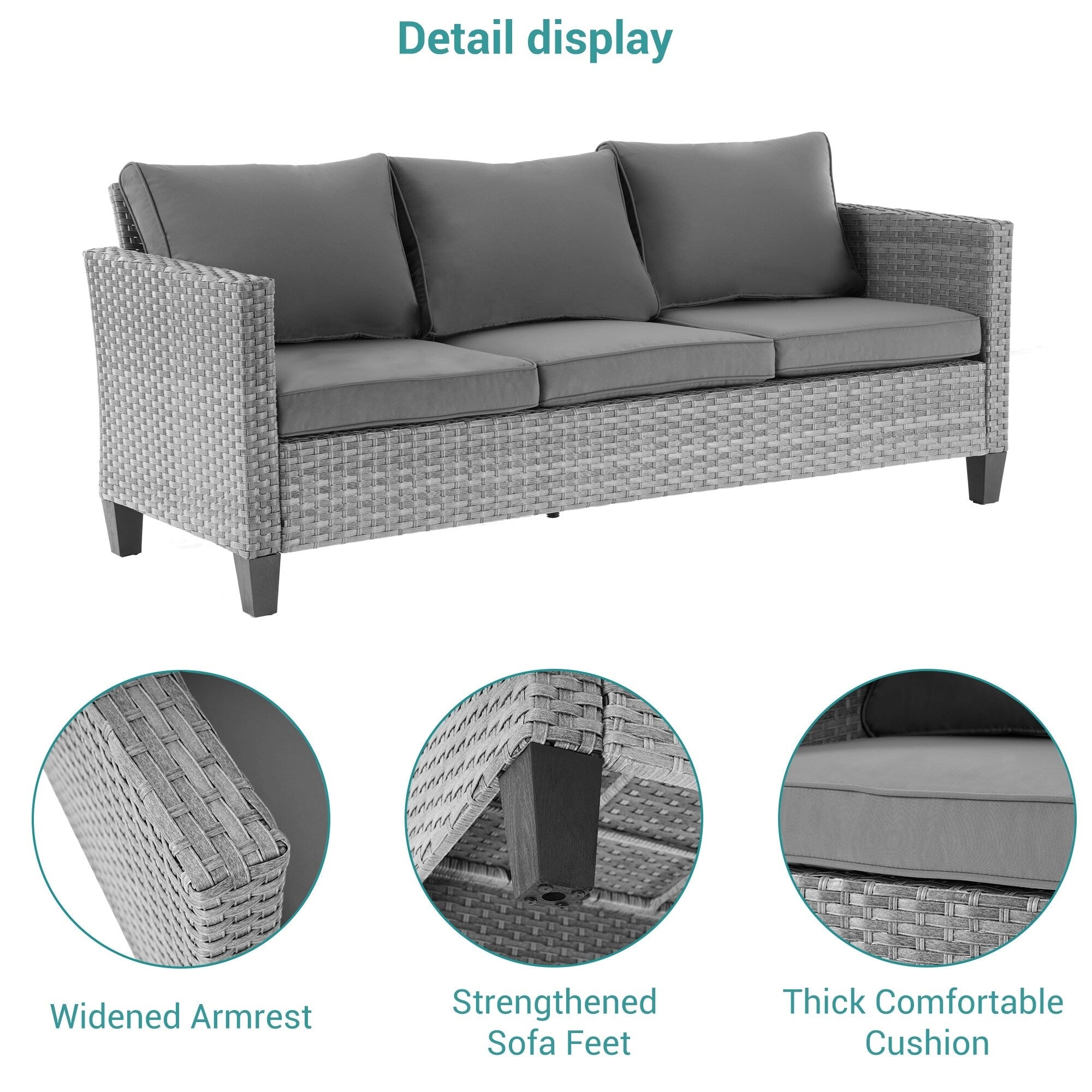 Ensemble de 6 canapés pivotants à bascule pour patio BONOSUKI en rotin gris avec table d'appoint