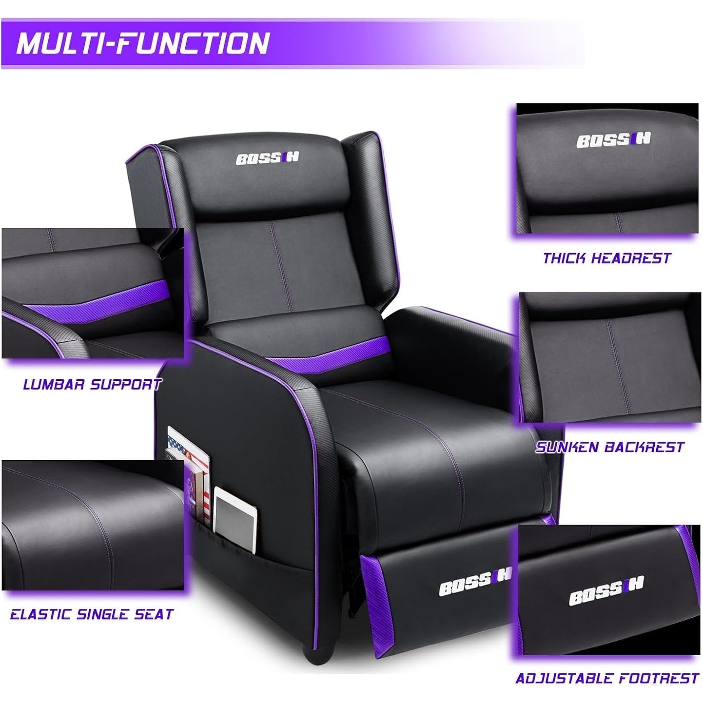 Canapé inclinable ergonomique en cuir PU BOSSIN pour salon