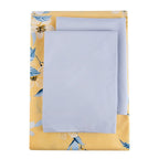 Parure de lit en coton jaune et gris à motif fleurs de cerisier Bahar