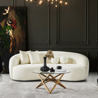 Canapé rembourré en tissu bouclé français du milieu du siècle Baker, couleur crème