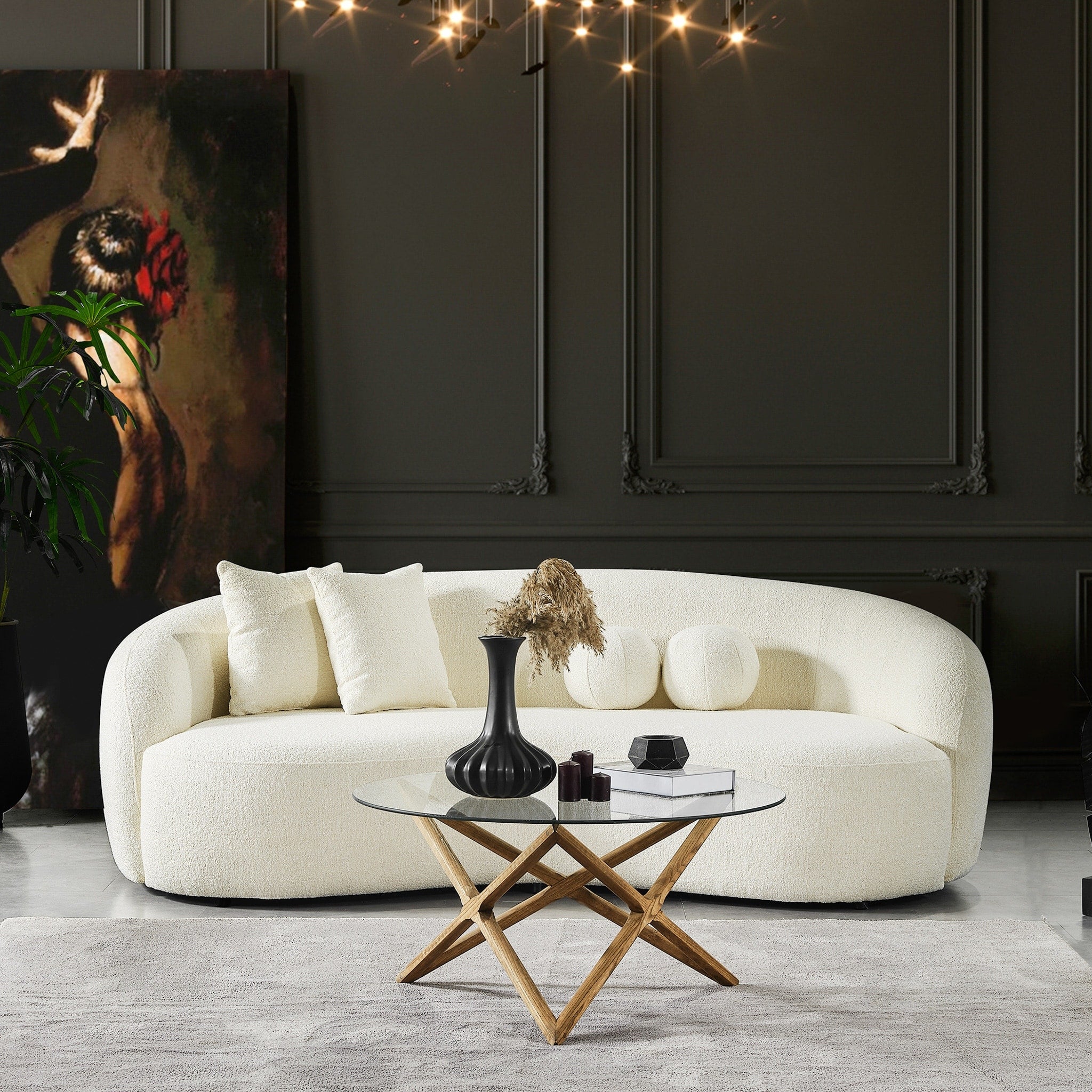 Canapé rembourré en tissu bouclé français du milieu du siècle Baker, couleur crème