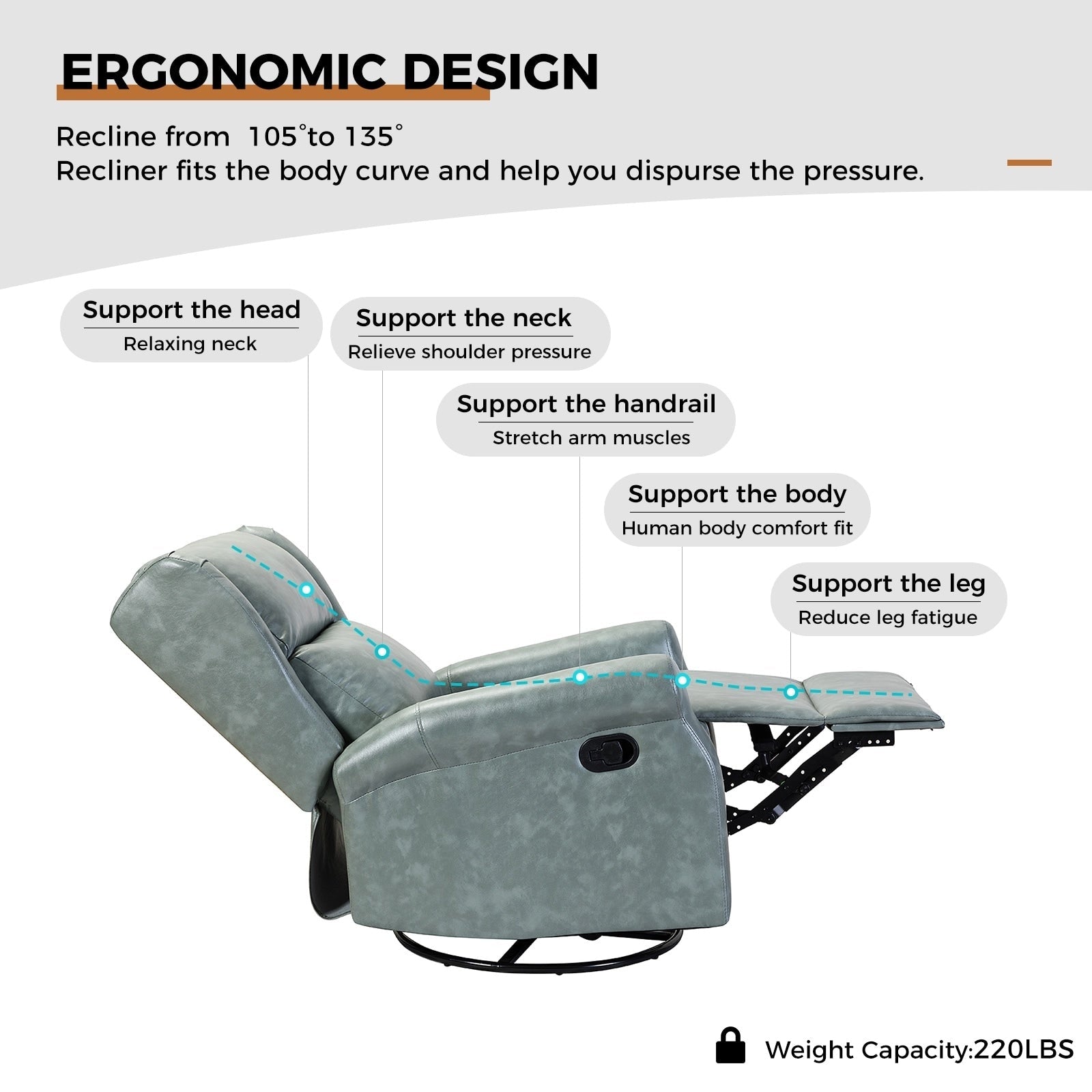 Chaise pivotante contemporaine pour chambre d'enfant Baksoho en similicuir avec base en métal par HULALA HOME