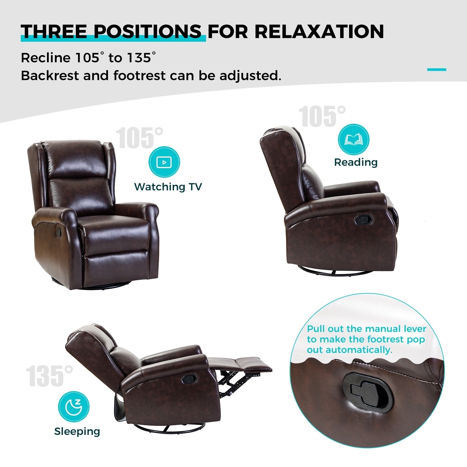 Chaise pivotante contemporaine pour chambre d'enfant Baksoho en similicuir avec base en métal par HULALA HOME