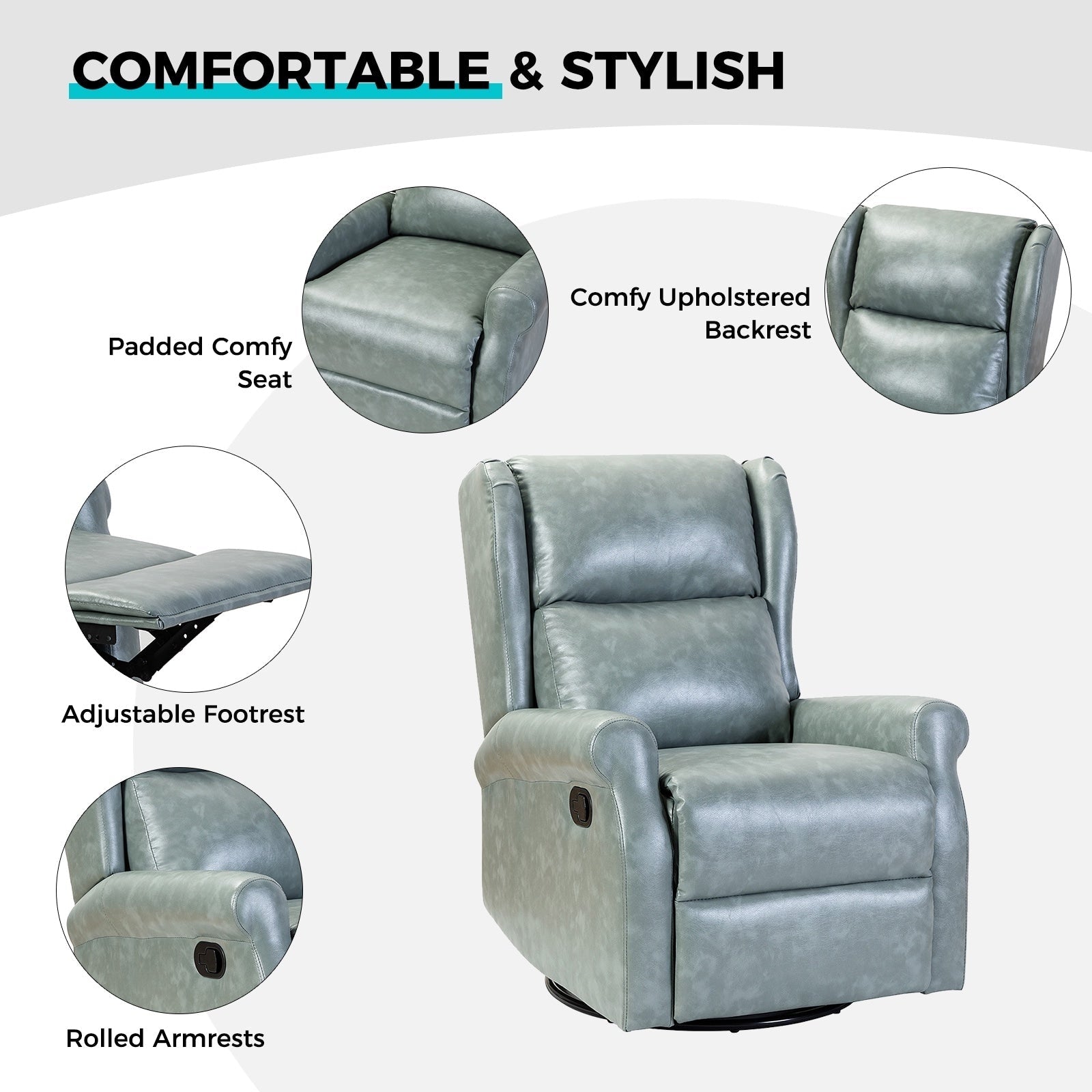 Chaise pivotante contemporaine pour chambre d'enfant Baksoho en similicuir avec base en métal par HULALA HOME