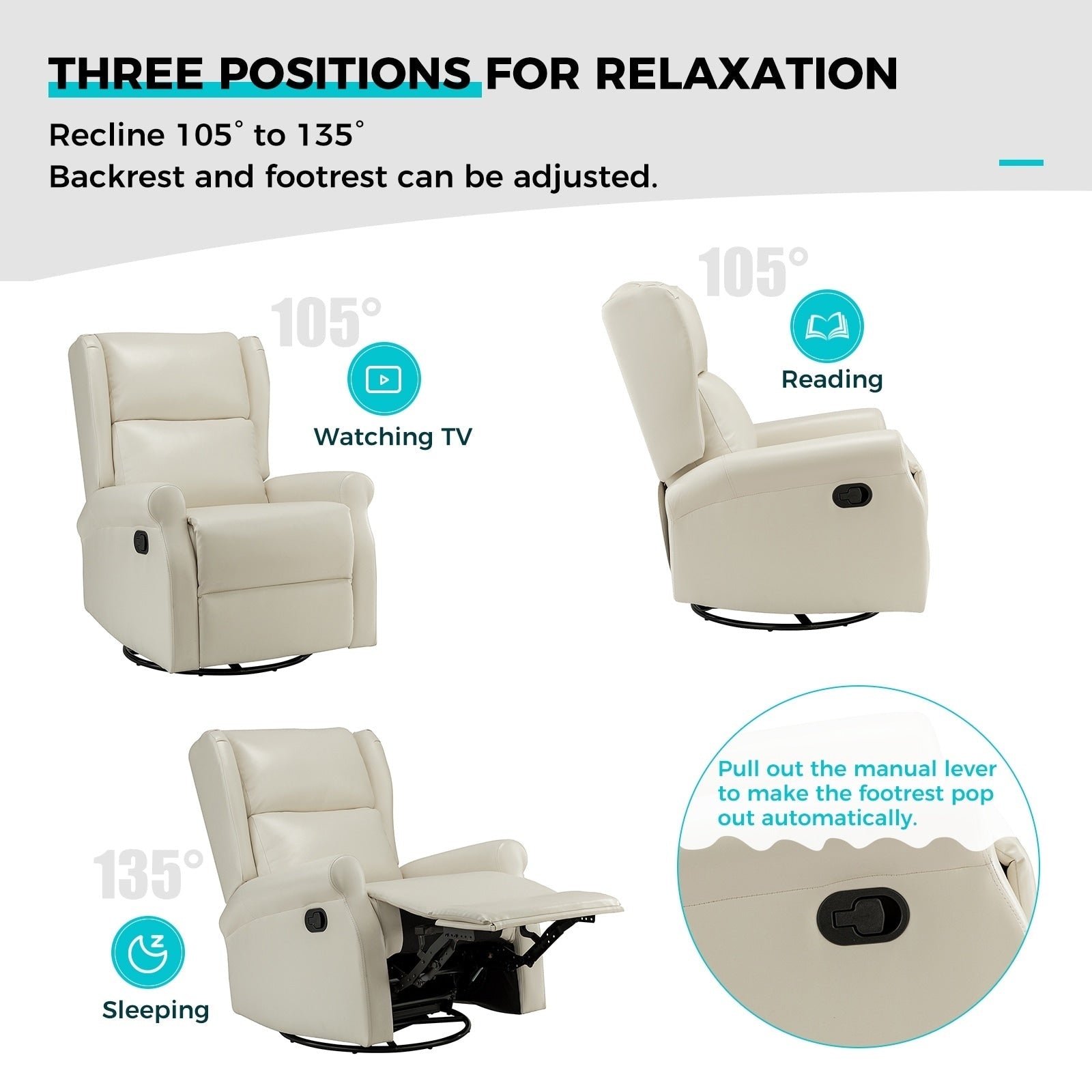 Chaise pivotante contemporaine pour chambre d'enfant Baksoho en similicuir avec base en métal par HULALA HOME