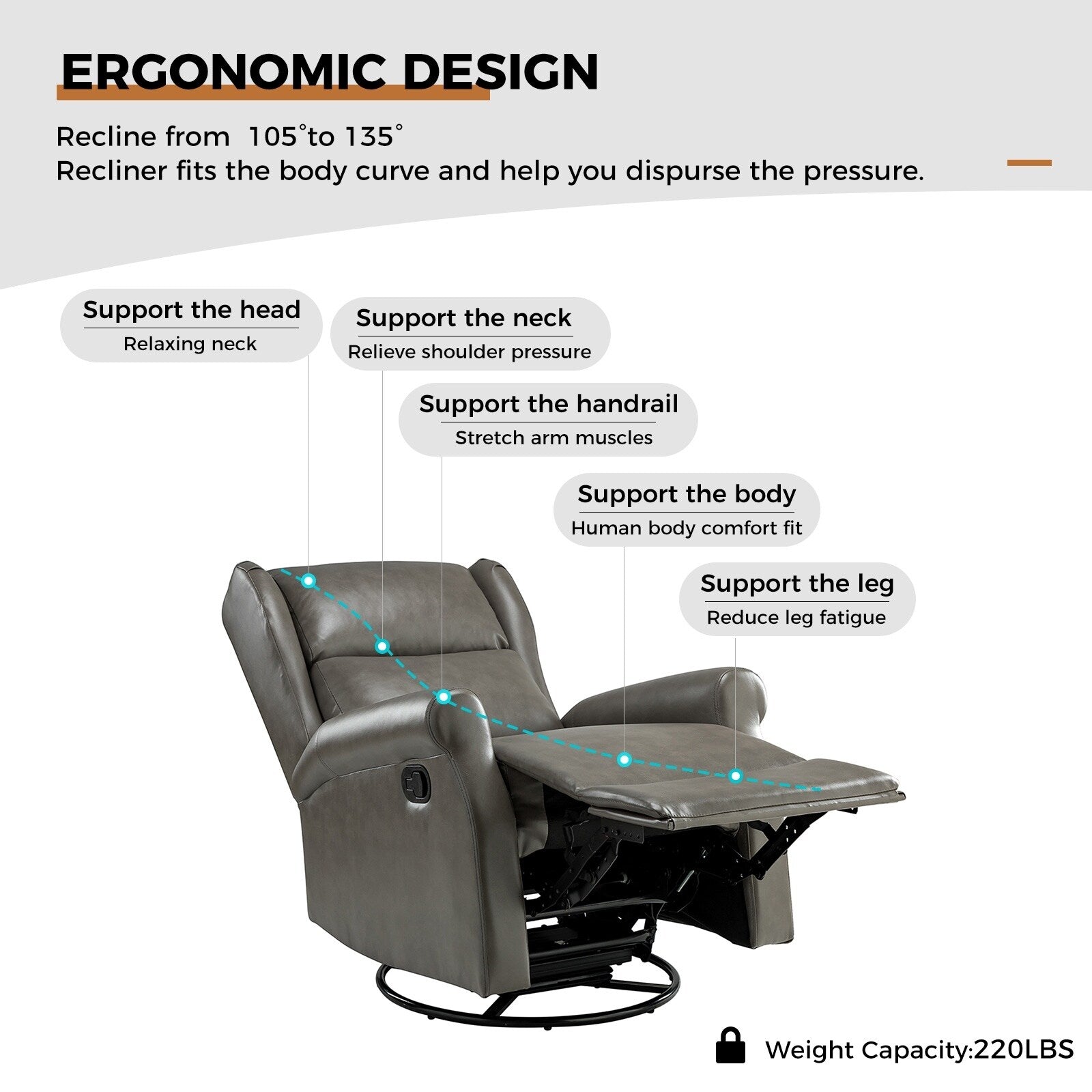 Chaise pivotante contemporaine pour chambre d'enfant Baksoho en similicuir avec base en métal par HULALA HOME