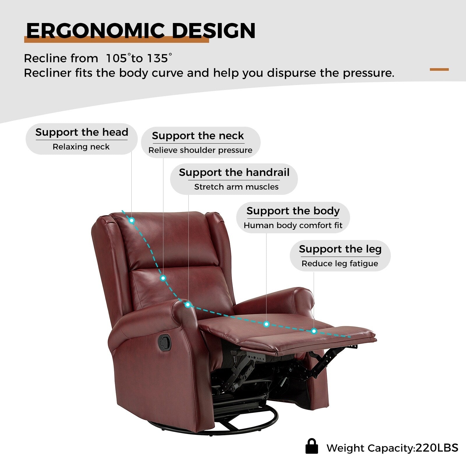 Chaise pivotante contemporaine pour chambre d'enfant Baksoho en similicuir avec base en métal par HULALA HOME