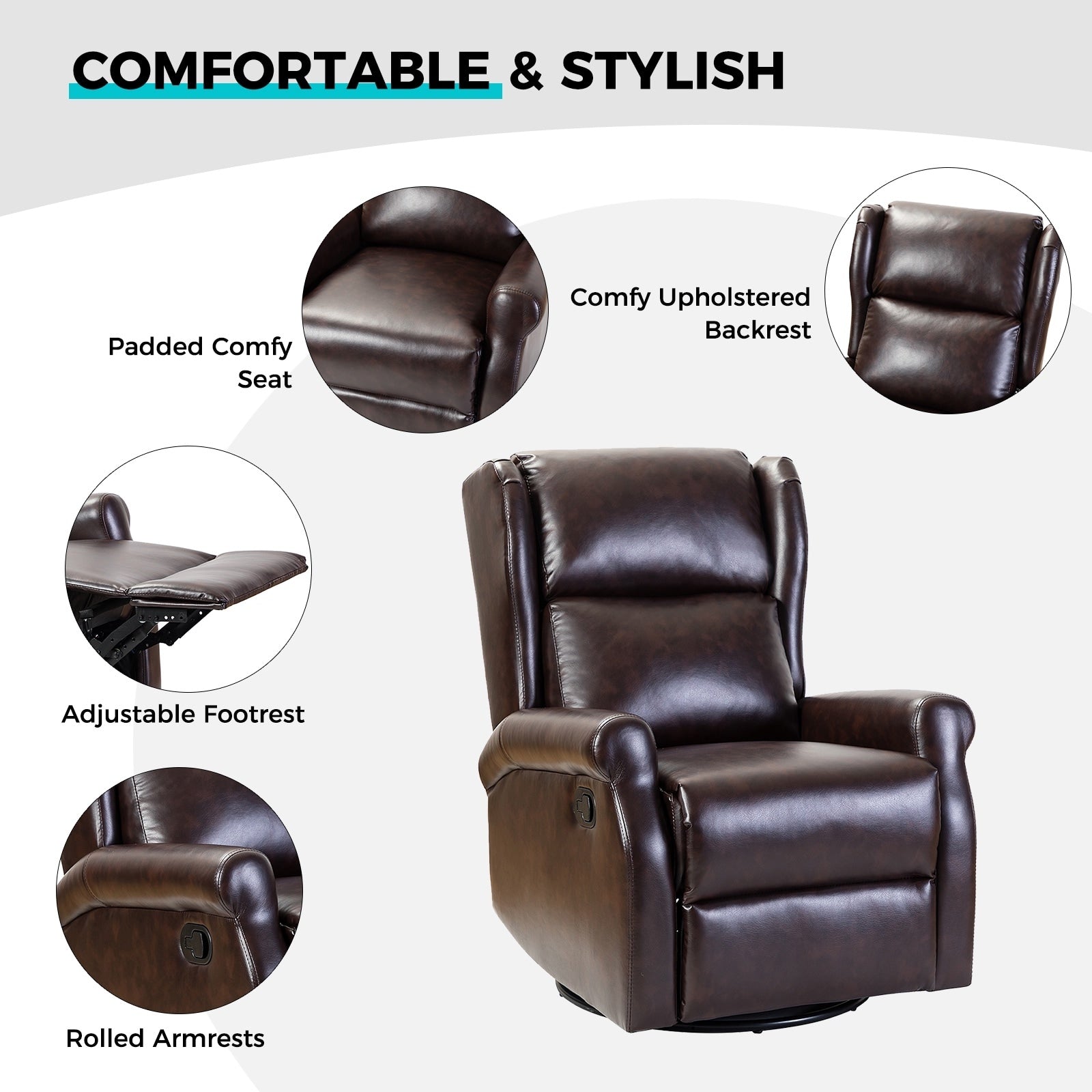 Chaise pivotante contemporaine pour chambre d'enfant Baksoho en similicuir avec base en métal par HULALA HOME