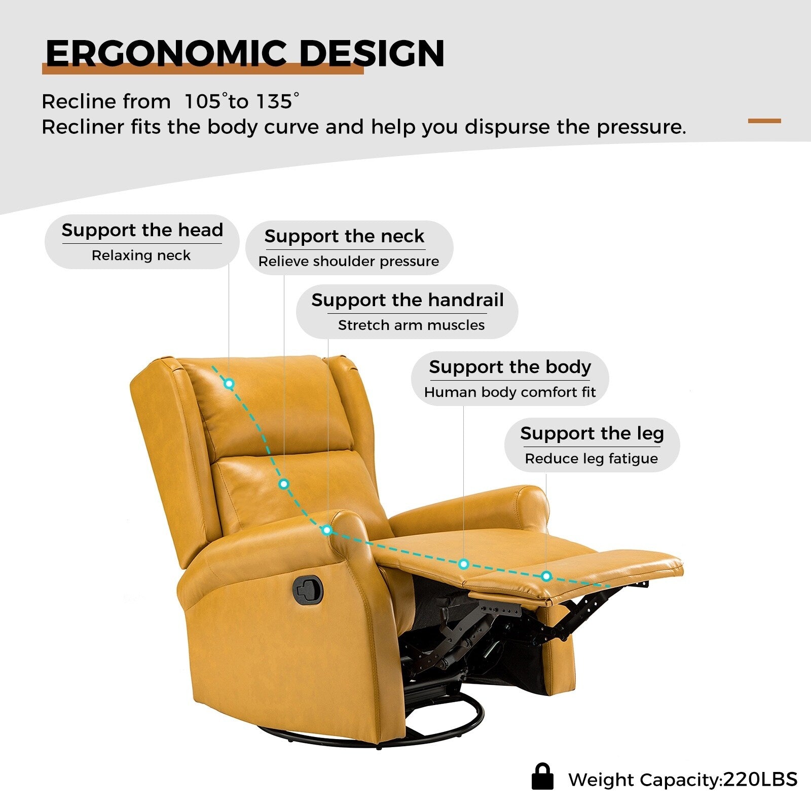 Chaise pivotante contemporaine pour chambre d'enfant Baksoho en similicuir avec base en métal par HULALA HOME