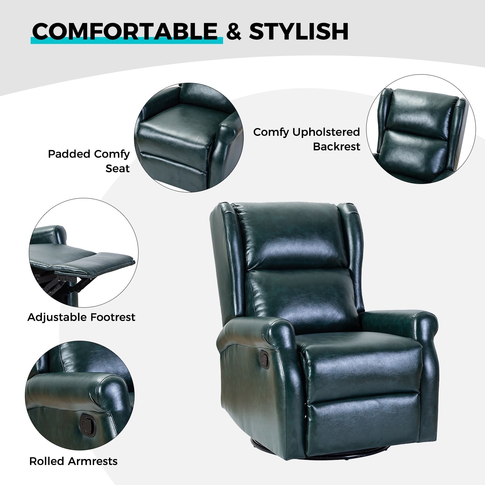 Chaise pivotante contemporaine pour chambre d'enfant Baksoho en similicuir avec base en métal par HULALA HOME