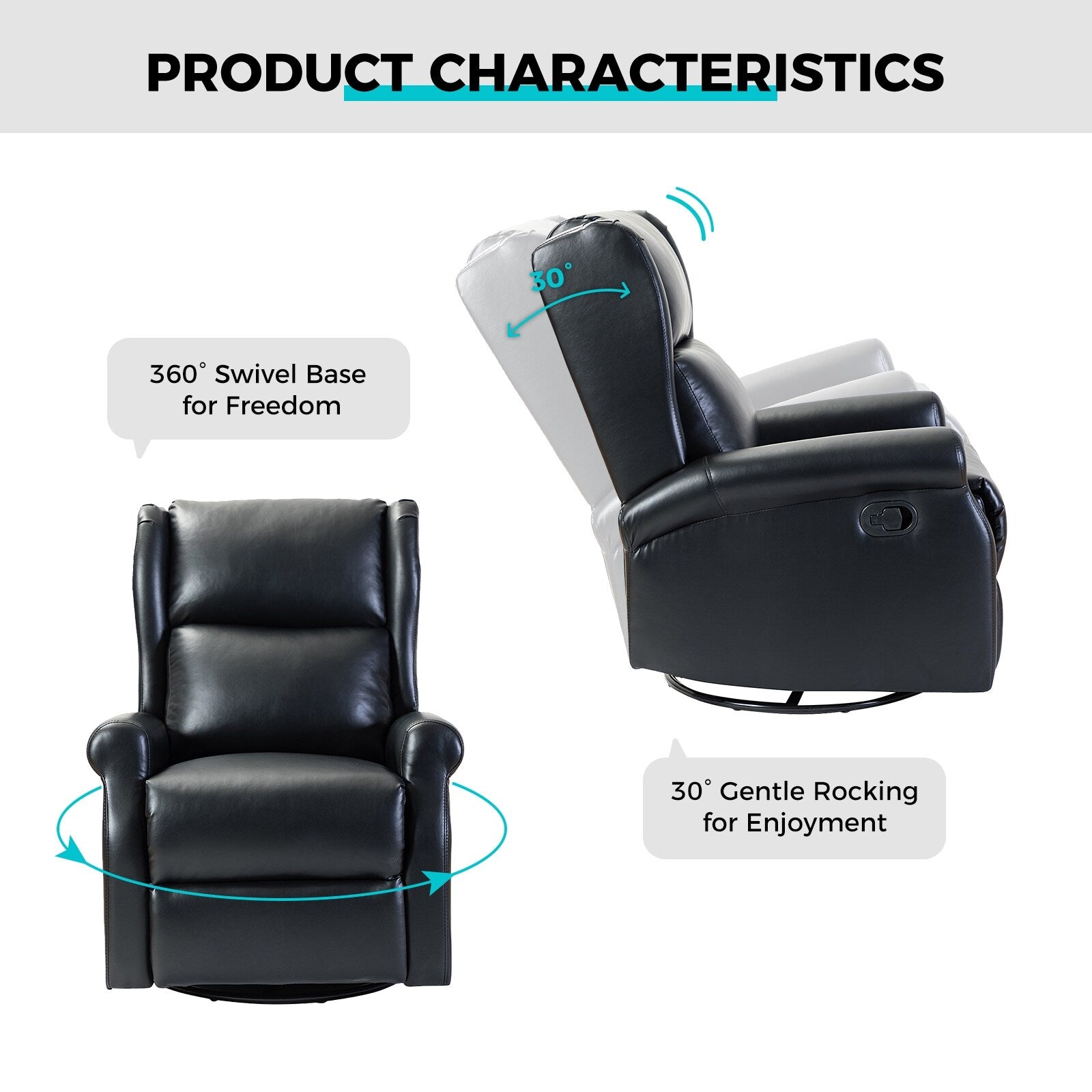 Chaise pivotante contemporaine pour chambre d'enfant Baksoho en similicuir avec base en métal par HULALA HOME