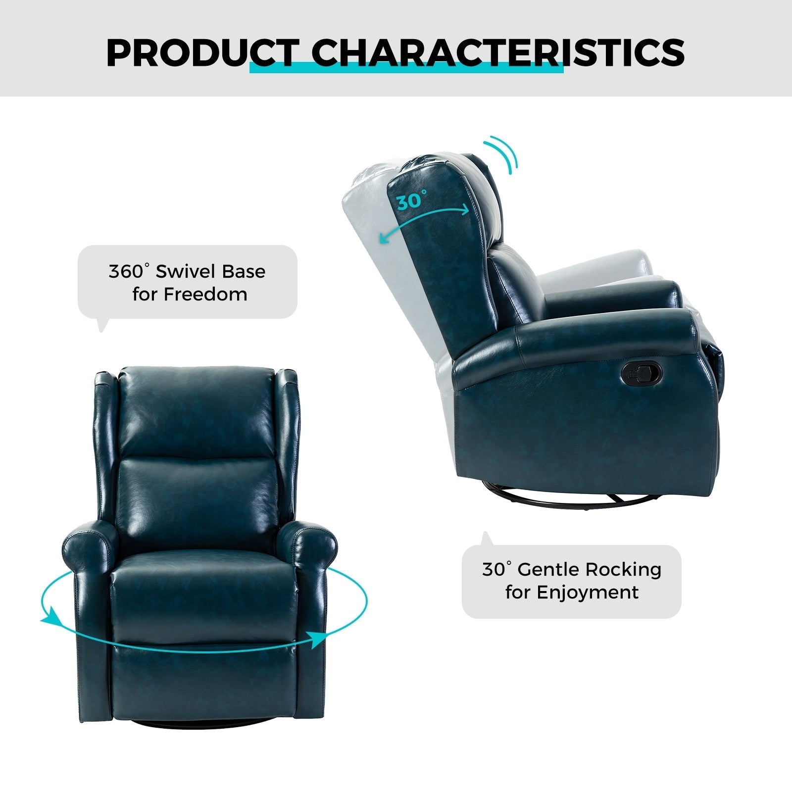 Chaise pivotante contemporaine pour chambre d'enfant Baksoho en similicuir avec base en métal par HULALA HOME