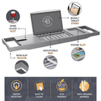 Plateau de baignoire en bambou réglable - Plateau de baignoire pliable en bois - Accessoires de bain