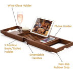 Plateau de baignoire en bambou réglable - Plateau de baignoire pliable en bois - Accessoires de bain