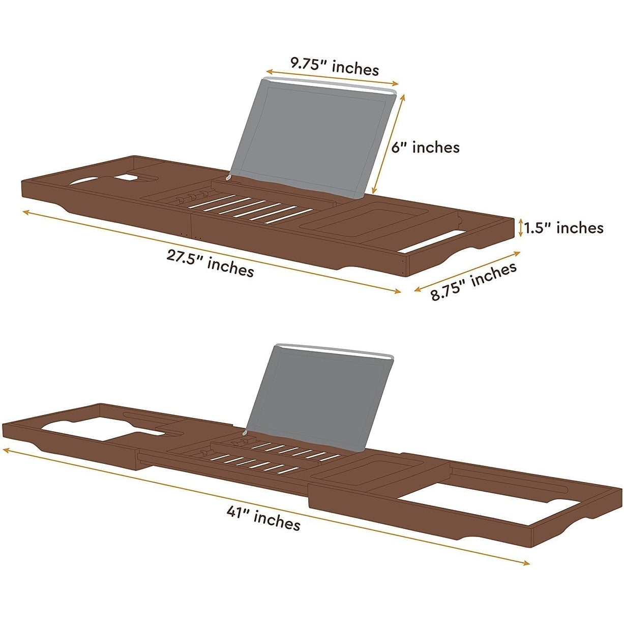 Plateau de baignoire en bambou réglable - Plateau de baignoire pliable en bois - Accessoires de bain