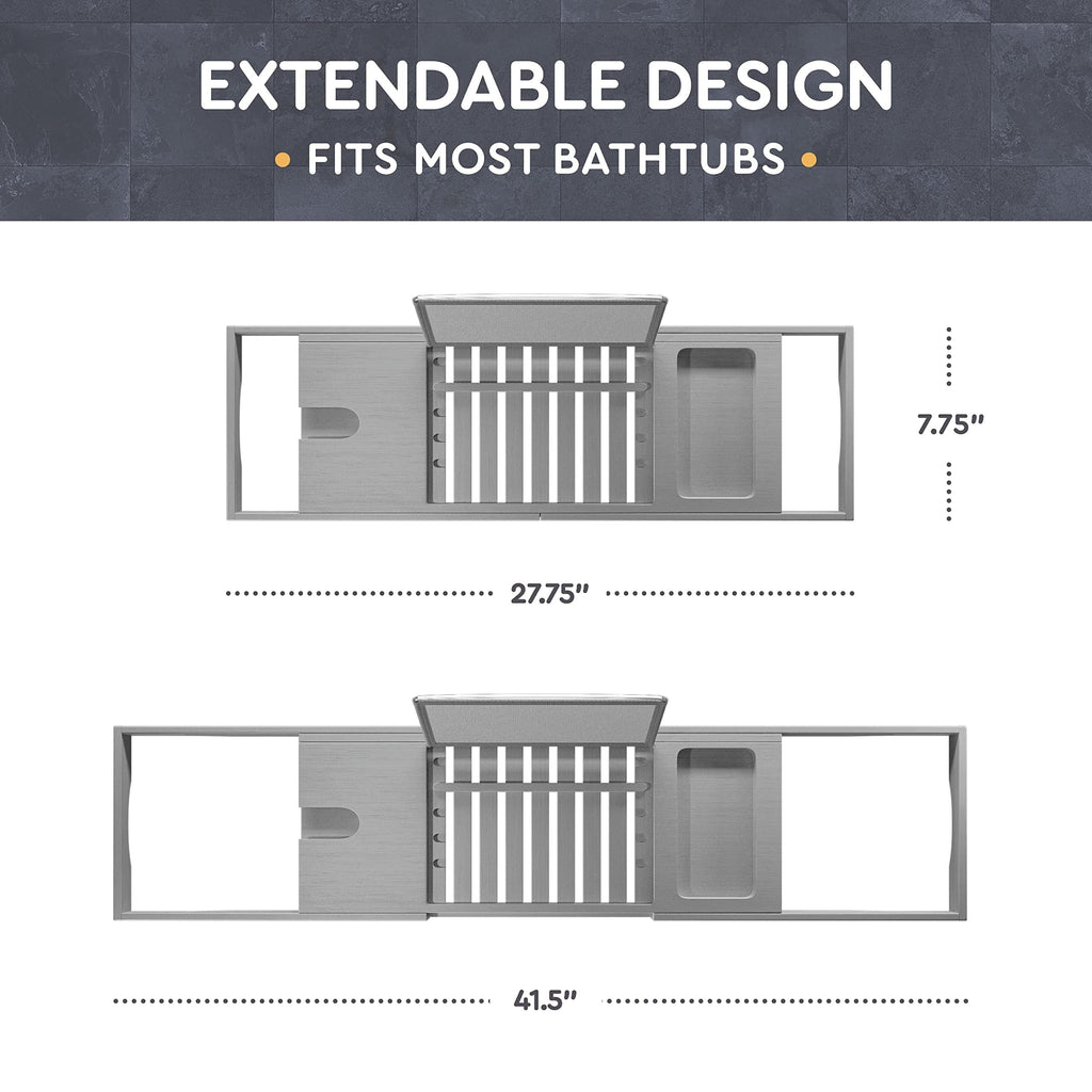 Plateau de baignoire en bambou réglable - Plateau de baignoire pliable en bois - Accessoires de bain