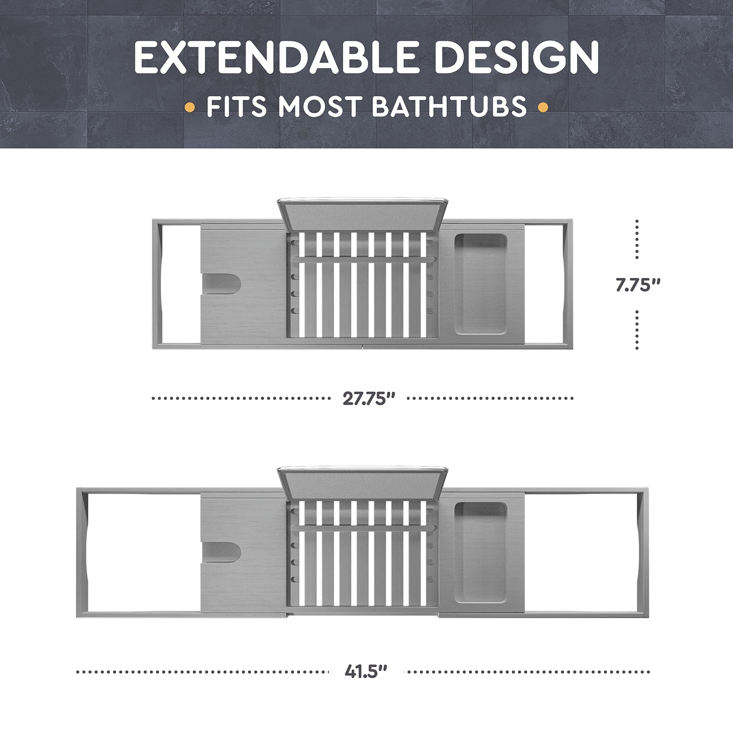 Plateau de baignoire en bambou réglable - Plateau de baignoire pliable en bois - Accessoires de bain