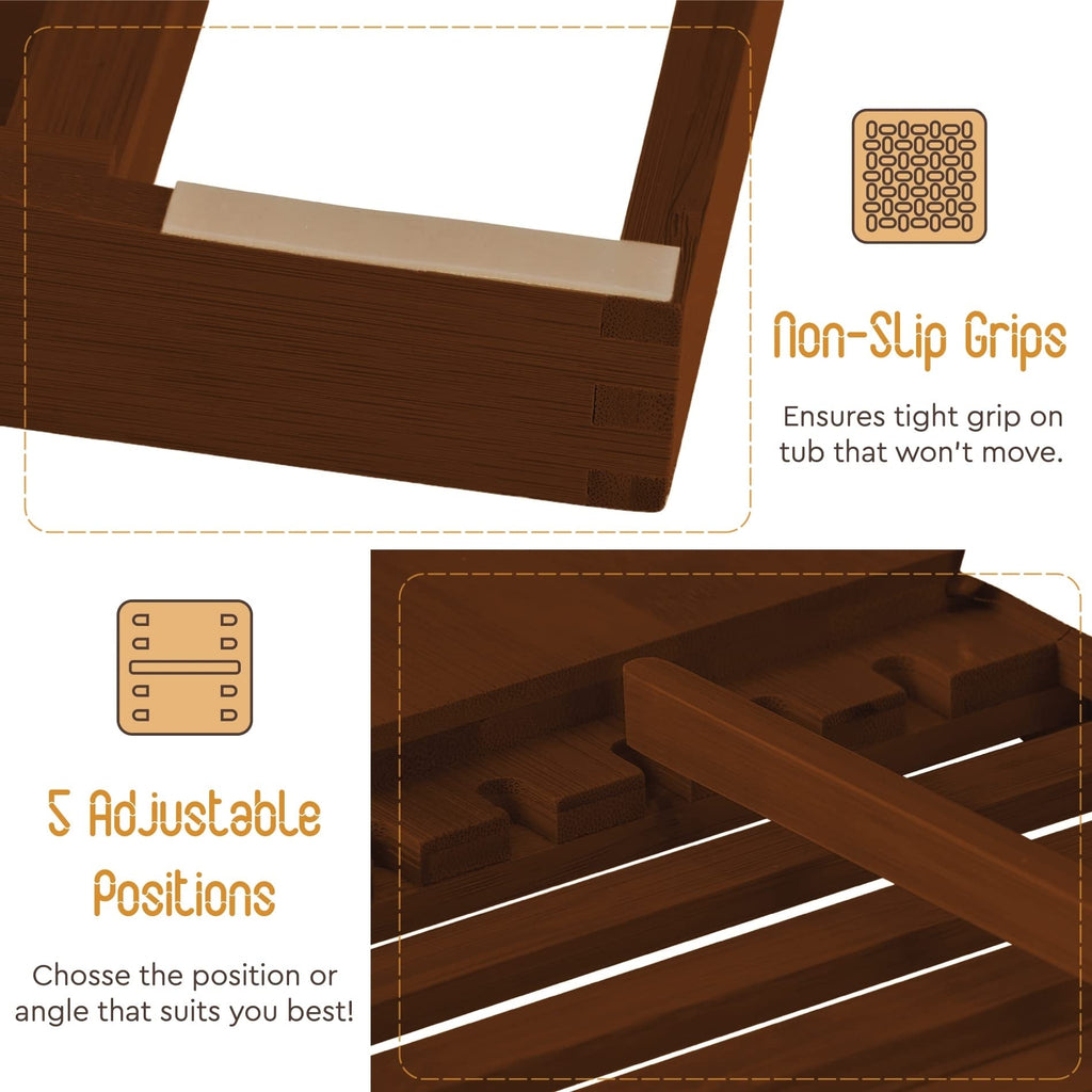 Plateau de baignoire en bambou réglable - Plateau de baignoire pliable en bois - Accessoires de bain
