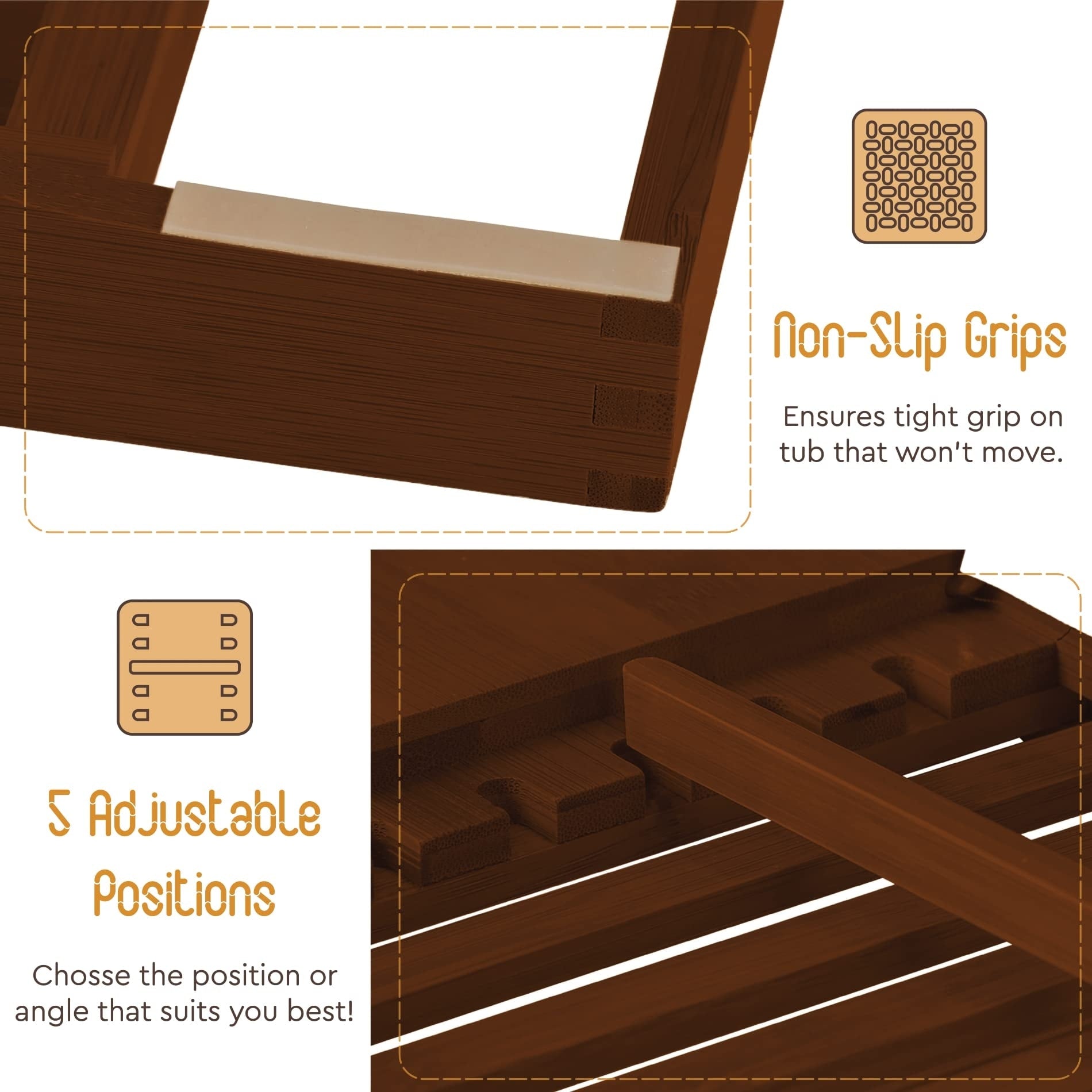 Plateau de baignoire en bambou réglable - Plateau de baignoire pliable en bois - Accessoires de bain