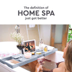 Plateau de baignoire en bambou réglable - Plateau de baignoire pliable en bois - Accessoires de bain