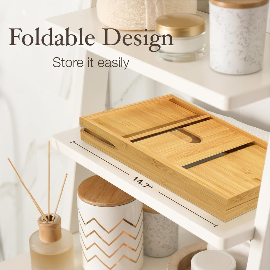 Plateau de baignoire en bambou extensible, support pour livres et tablettes, plateau de baignoire pliable