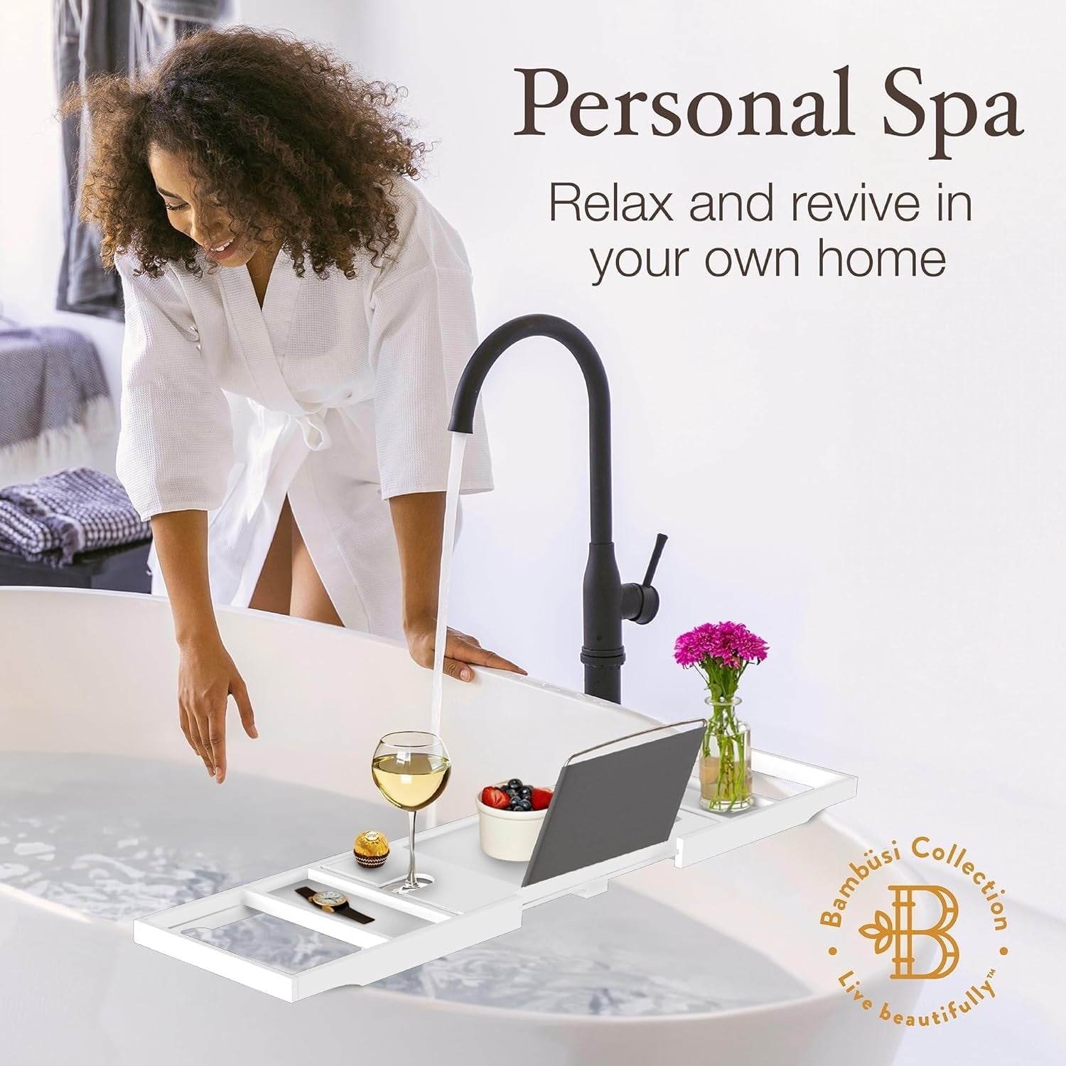 Plateau de baignoire en bambou extensible, support pour livres et tablettes, plateau de baignoire pliable