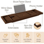 Plateau de baignoire en bambou extensible, support pour livres et tablettes, plateau de baignoire pliable