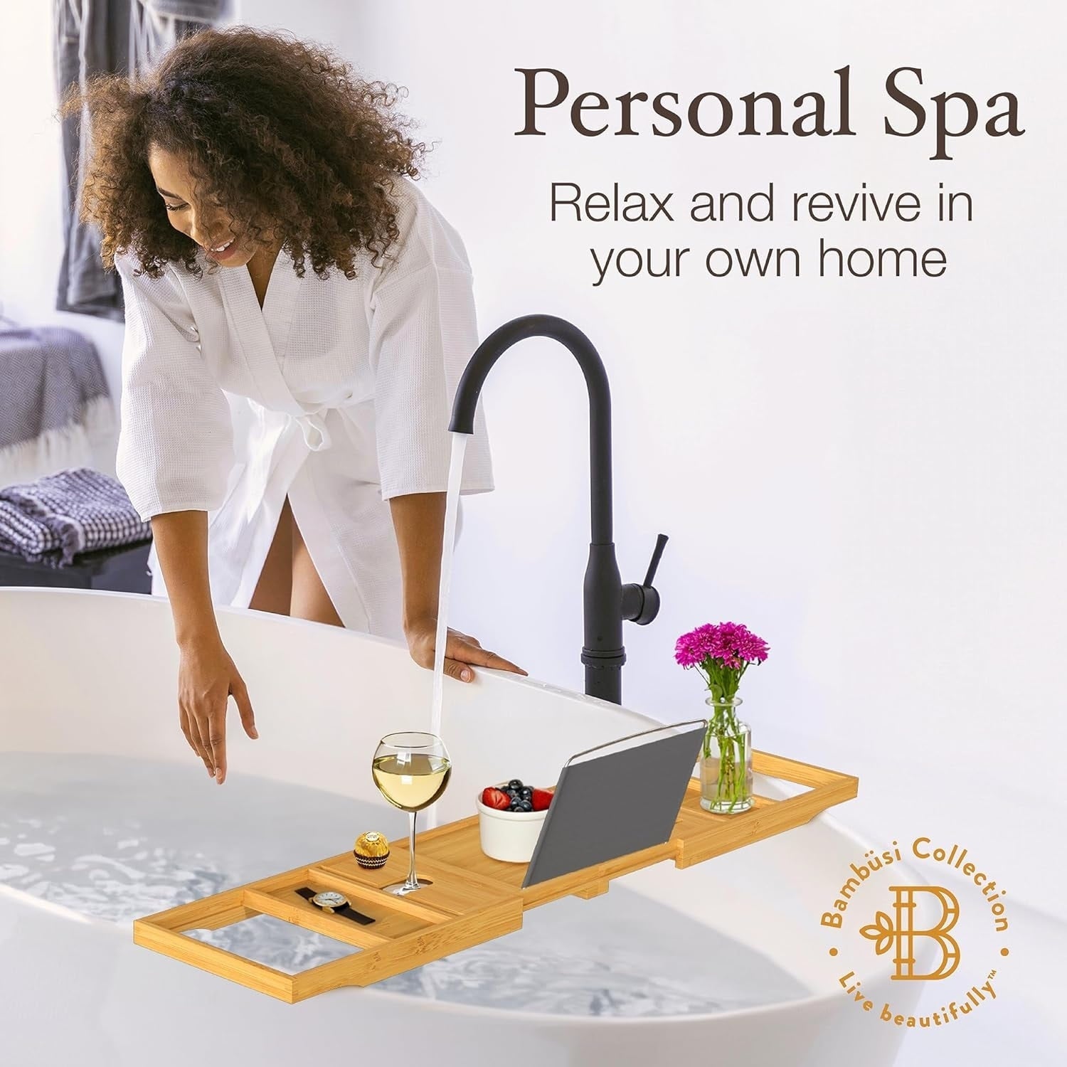 Plateau de baignoire en bambou extensible, support pour livres et tablettes, plateau de baignoire pliable