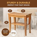 Banc de douche en bambou, tabouret de spa - Siège en bois à 2 niveaux, repose-pieds, tabouret de rasage avec pieds antidérapants et étagère de rangement