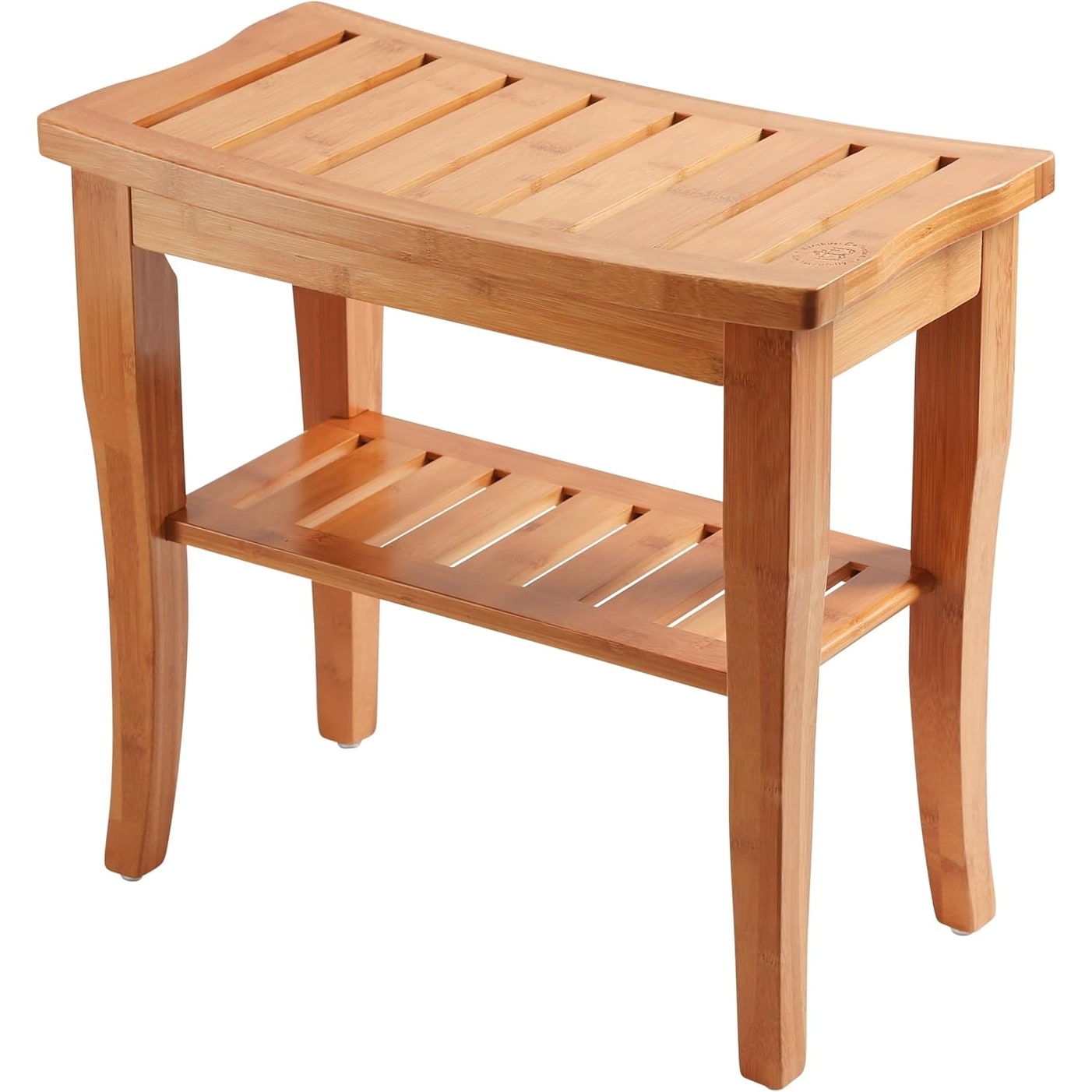 Banc de douche en bambou, tabouret de spa - Siège en bois à 2 niveaux, repose-pieds, tabouret de rasage avec pieds antidérapants et étagère de rangement