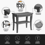 Banc de douche en bambou, tabouret de spa - Siège en bois à 2 niveaux, repose-pieds, tabouret de rasage avec pieds antidérapants et étagère de rangement