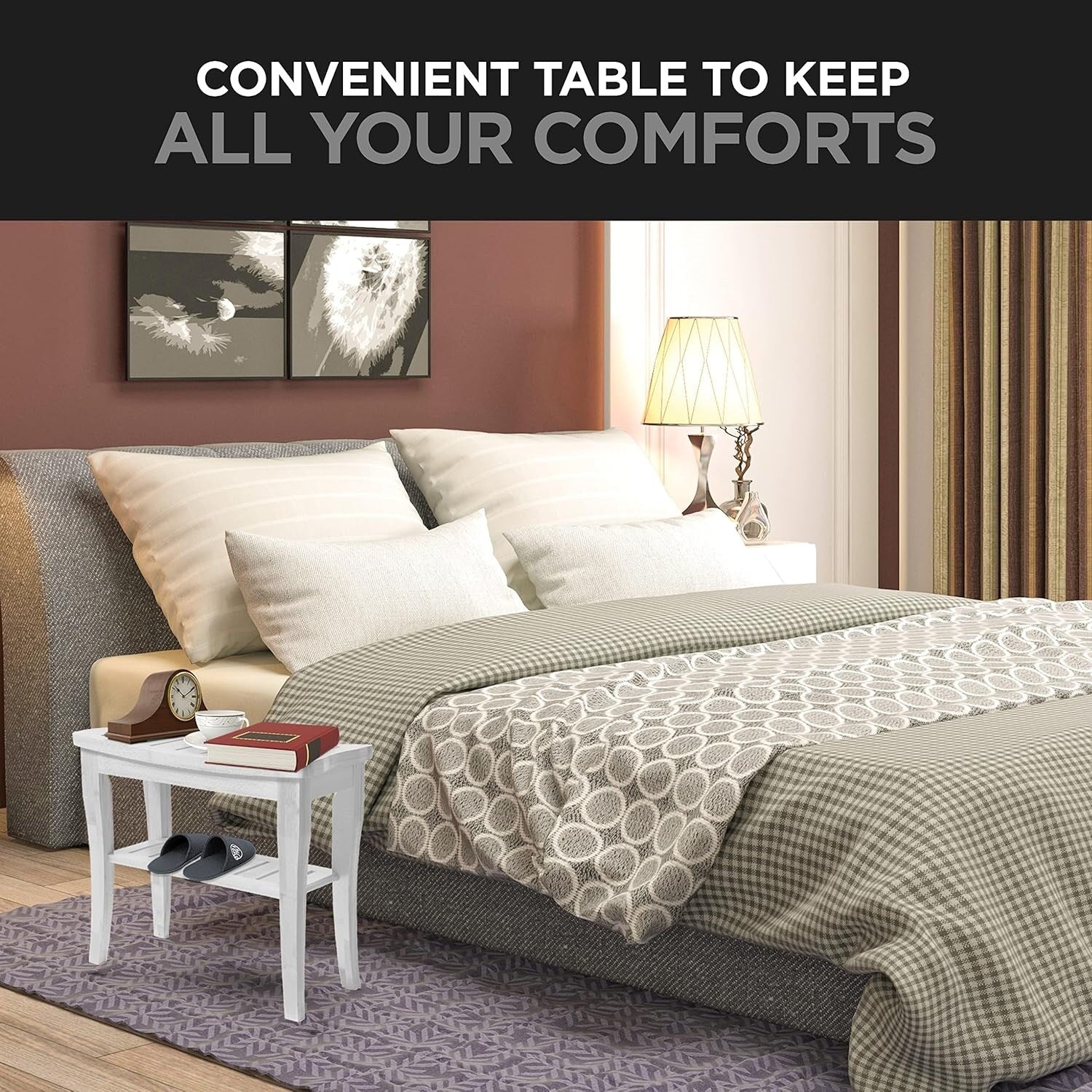 Banc de douche en bambou, tabouret de spa - Siège en bois à 2 niveaux, repose-pieds, tabouret de rasage avec pieds antidérapants et étagère de rangement