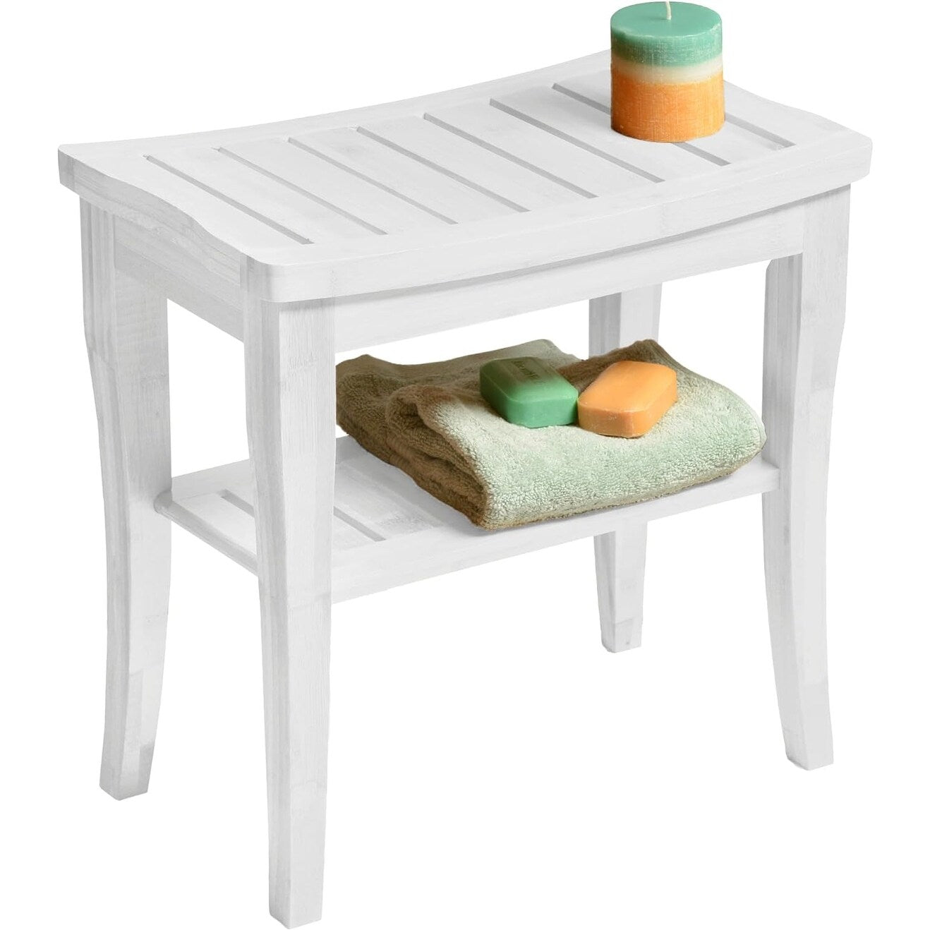 Banc de douche en bambou, tabouret de spa - Siège en bois à 2 niveaux, repose-pieds, tabouret de rasage avec pieds antidérapants et étagère de rangement