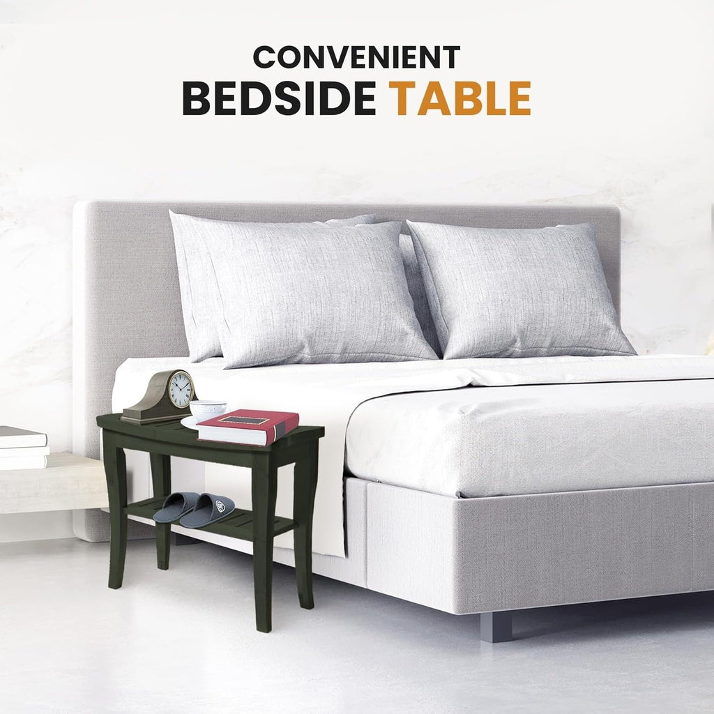 Banc de douche en bambou, tabouret de spa - Siège en bois à 2 niveaux, repose-pieds, tabouret de rasage avec pieds antidérapants et étagère de rangement