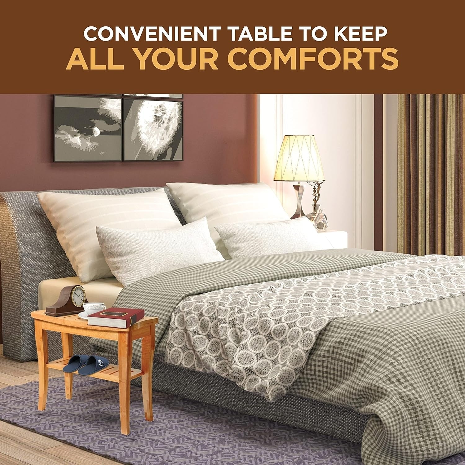 Banc de douche en bambou, tabouret de spa - Siège en bois à 2 niveaux, repose-pieds, tabouret de rasage avec pieds antidérapants et étagère de rangement