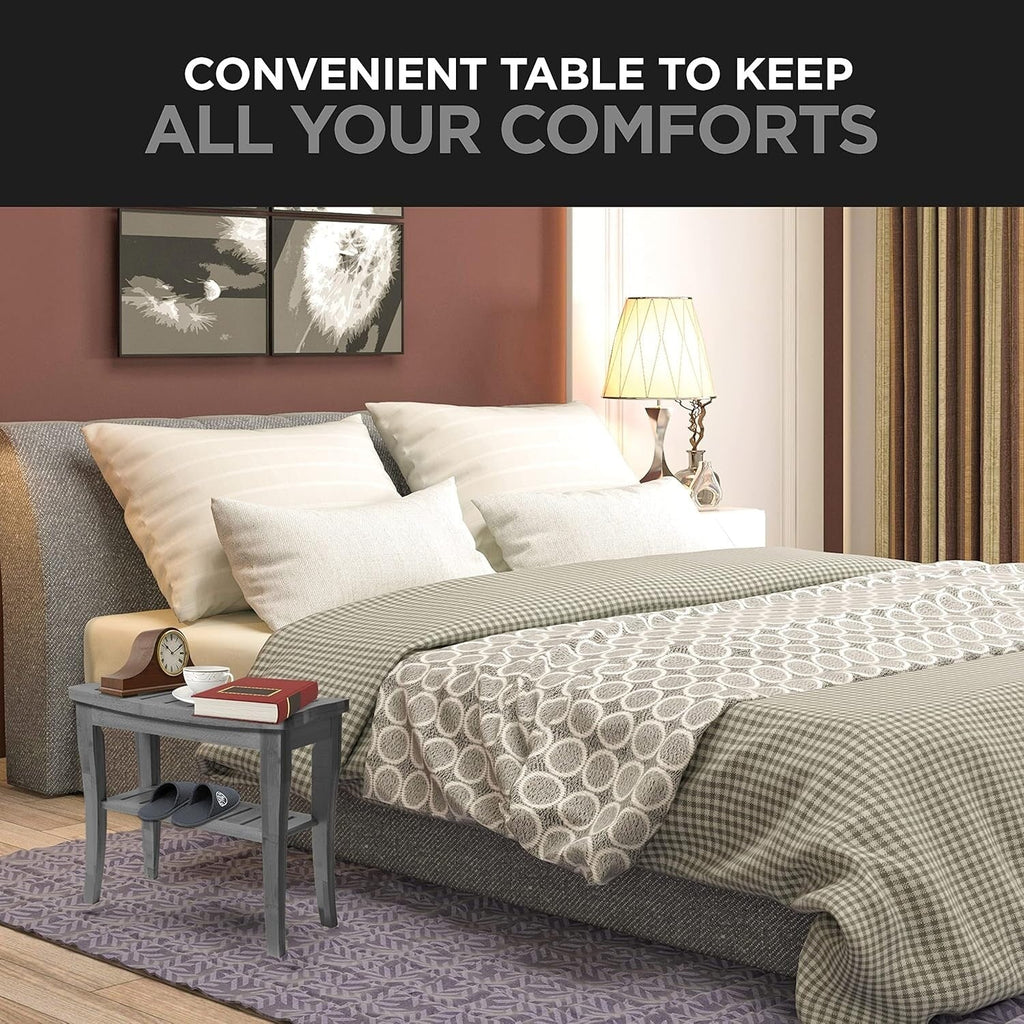 Banc de douche en bambou, tabouret de spa - Siège en bois à 2 niveaux, repose-pieds, tabouret de rasage avec pieds antidérapants et étagère de rangement