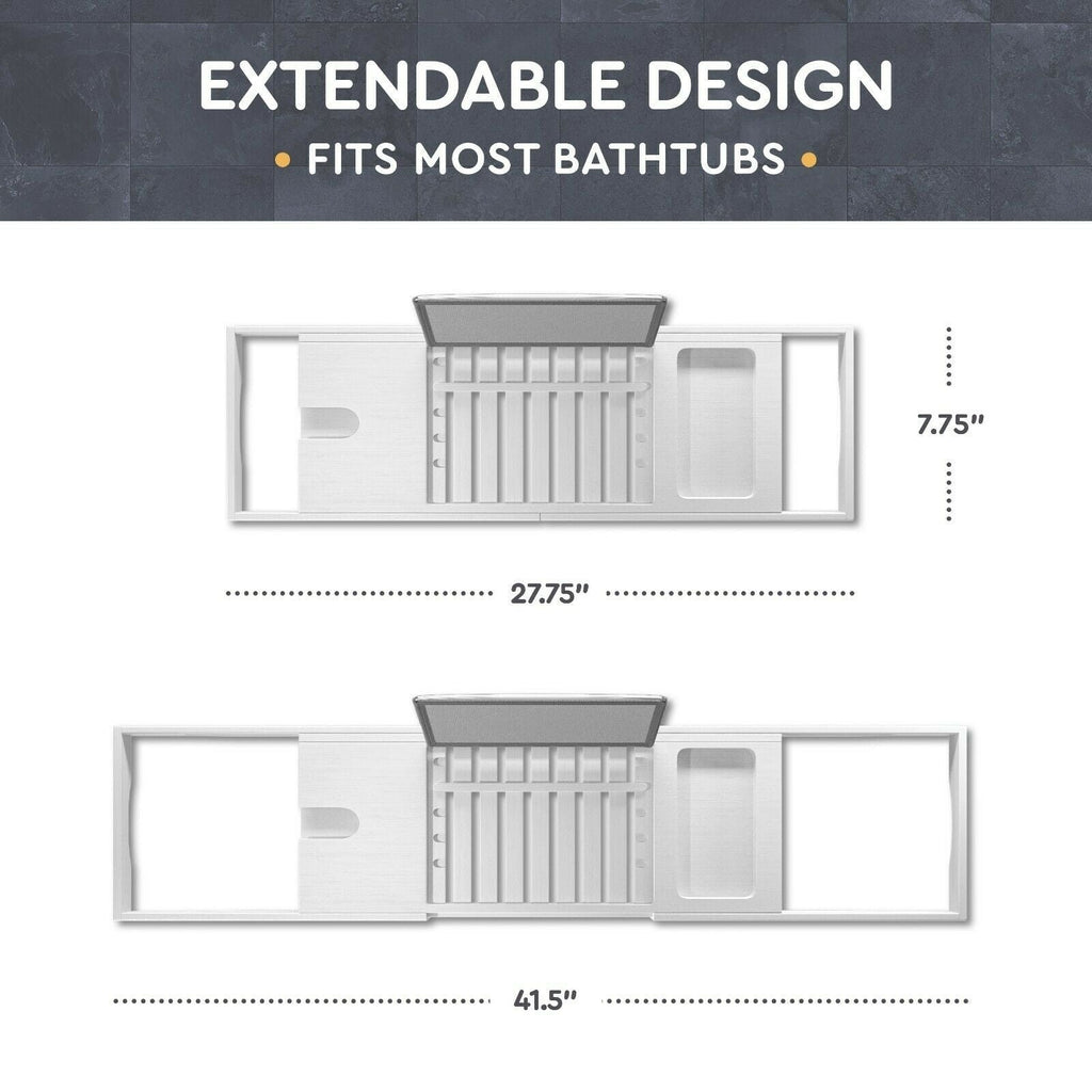Plateau de baignoire en bambou réglable - Plateau de baignoire pliable en bois - Accessoires de bain