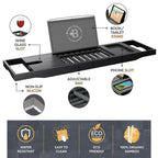 Plateau de baignoire en bambou réglable - Plateau de baignoire pliable en bois - Accessoires de bain