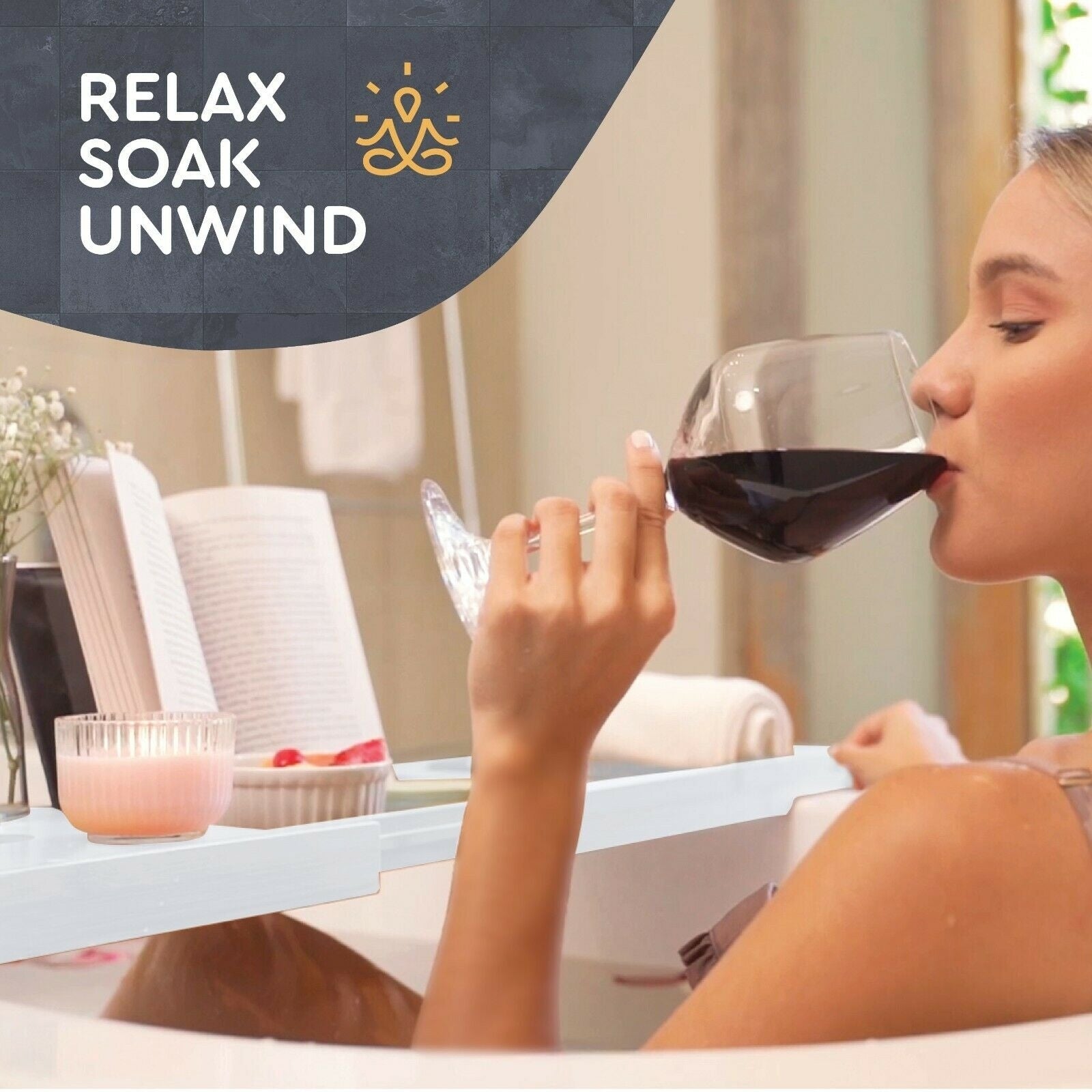 Plateau de baignoire en bambou réglable - Plateau de baignoire pliable en bois - Accessoires de bain