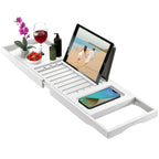 Plateau de baignoire en bambou réglable - Plateau de baignoire pliable en bois - Accessoires de bain